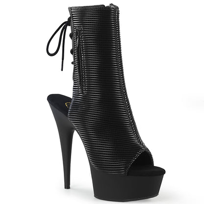 Pleaser Womens Ankle Boots DELIGHT-1018 Blk Quilted Faux Leather/Blk Matte