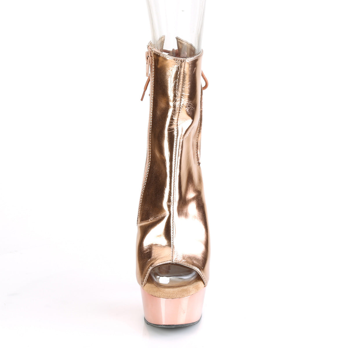 Pleaser Bottines pour femmes DELIGHT-1018 Chrome d'or métallisé en PU / rose rose