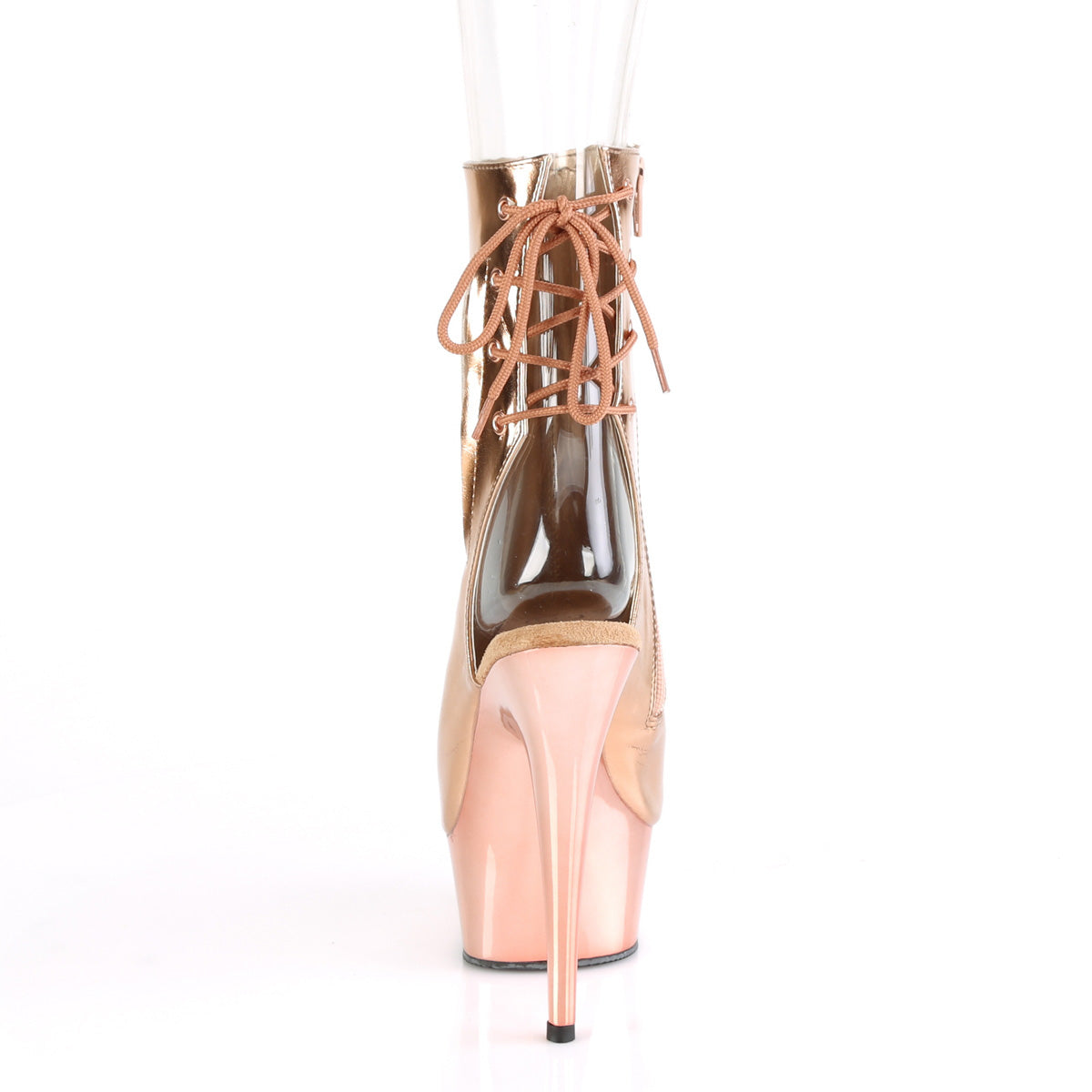 Pleaser Bottines pour femmes DELIGHT-1018 Chrome d'or métallisé en PU / rose rose