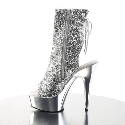 Pleaser Womens Ankle Boots DELIGHT-1018G Slv Gltr/Slv Chrome