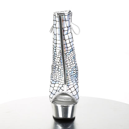 Pleaser Bottes de cheville des femmes DELIGHT-1018hg hologramme slv d'autruche pu / slv chrome