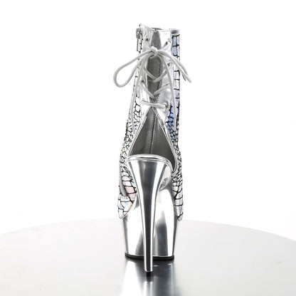 Pleaser Bottes de cheville des femmes DELIGHT-1018hg hologramme slv d'autruche pu / slv chrome