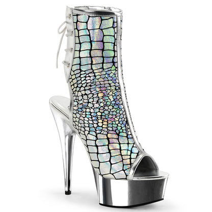 Pleaser Bottes de cheville des femmes DELIGHT-1018hg hologramme slv d'autruche pu / slv chrome