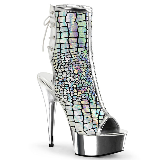 Pleaser Bottes de cheville des femmes DELIGHT-1018hg hologramme slv d'autruche pu / slv chrome