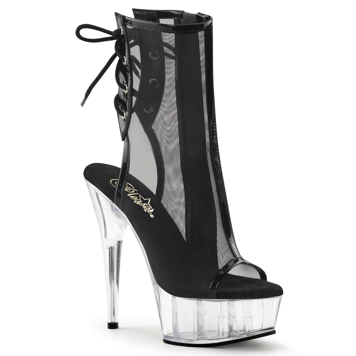 Pleaser Bottines pour femmes DELIGHT-1018MSH BLK PAT-MESH / CLR