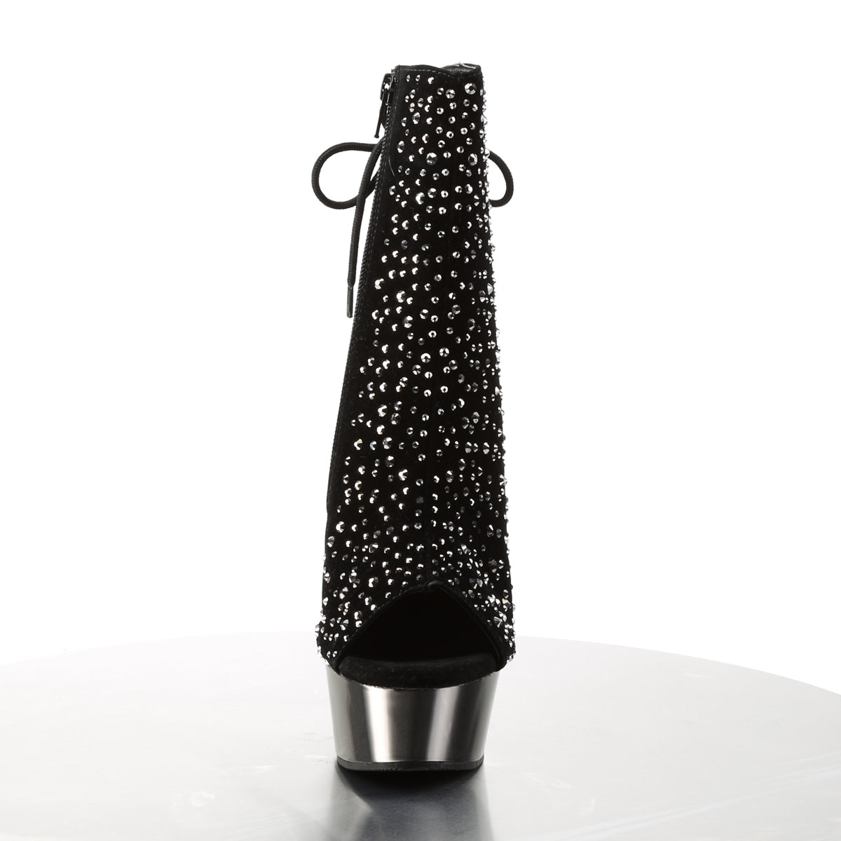 Pleaser Bottines pour femmes DELIGHT-1018RS blk velvet-étain RS / en étain chrome