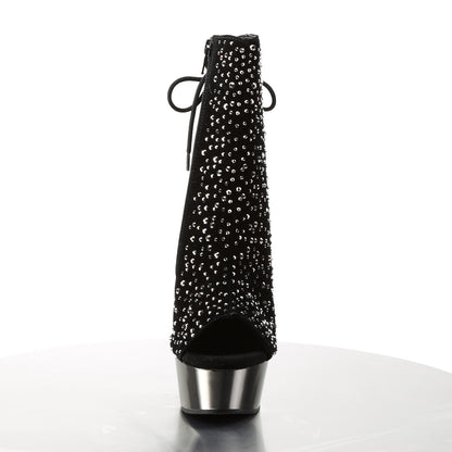 Pleaser Bottines pour femmes DELIGHT-1018RS blk velvet-étain RS / en étain chrome