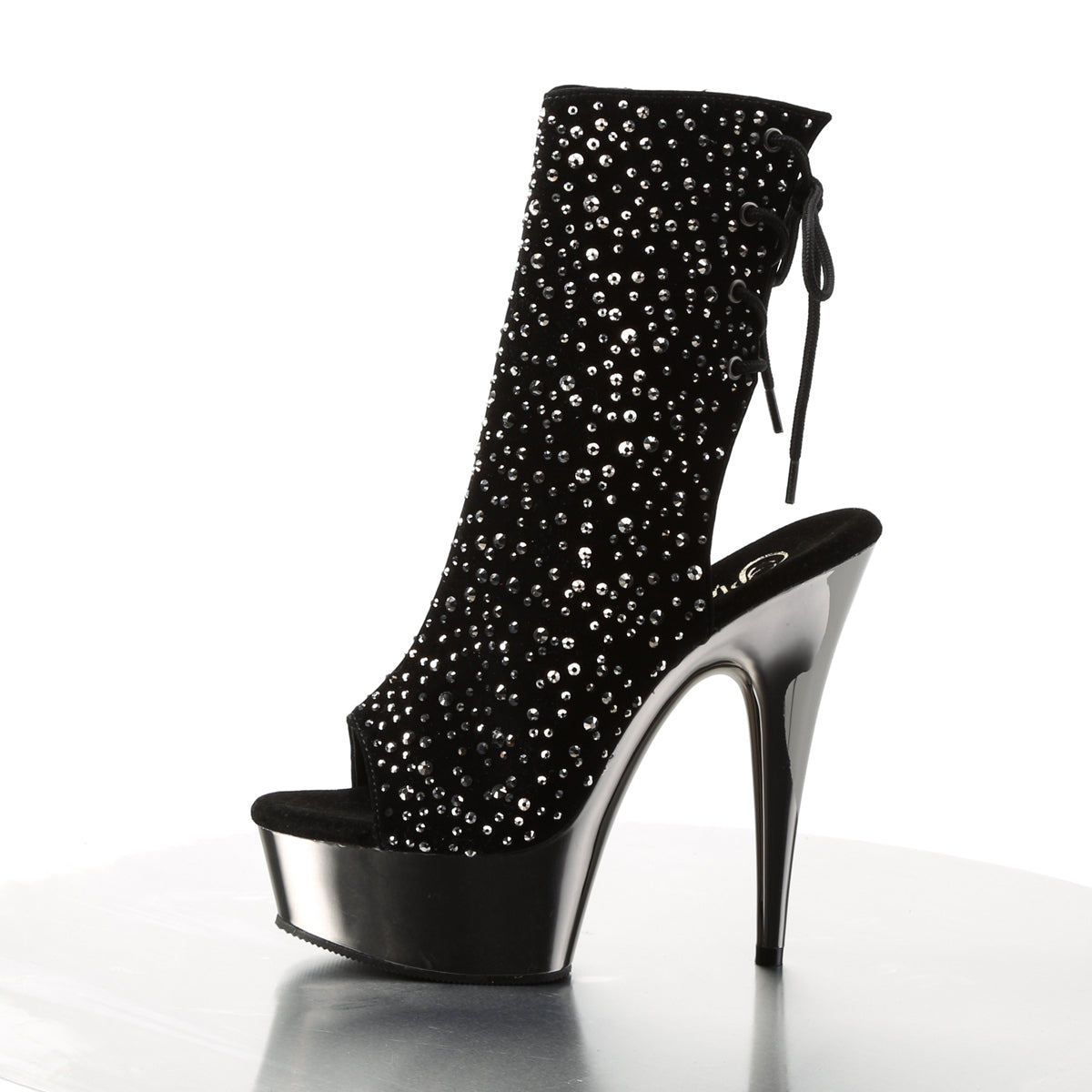 Pleaser Bottines pour femmes DELIGHT-1018RS blk velvet-étain RS / en étain chrome