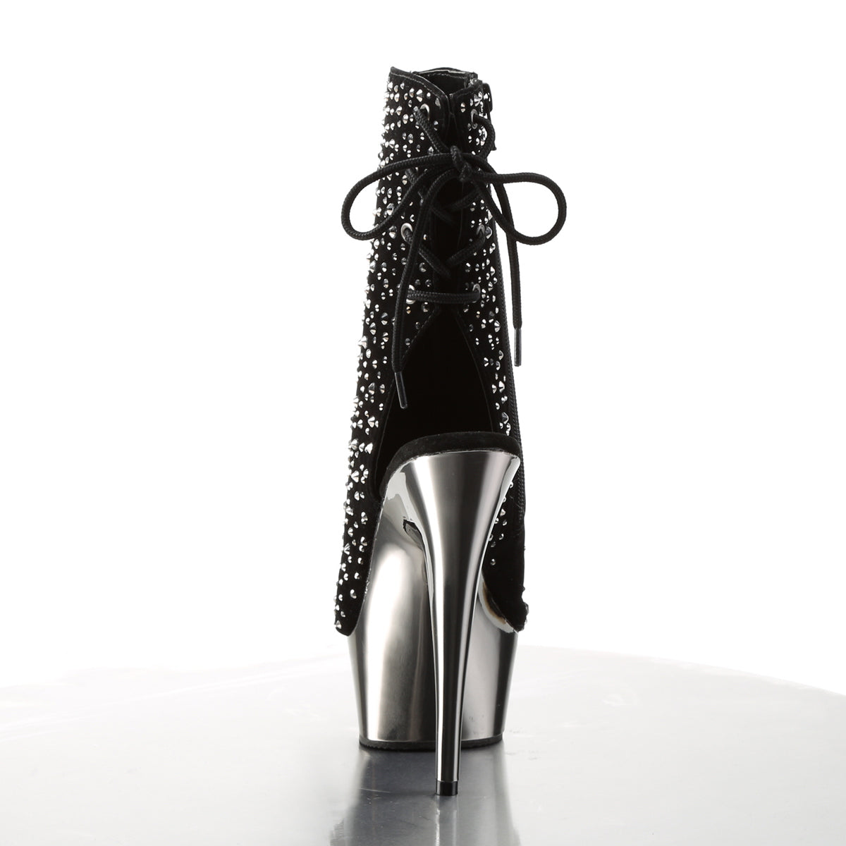 Pleaser Bottines pour femmes DELIGHT-1018RS blk velvet-étain RS / en étain chrome