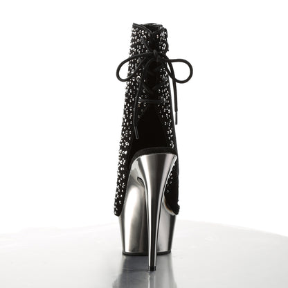 Pleaser Bottines pour femmes DELIGHT-1018RS blk velvet-étain RS / en étain chrome