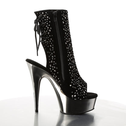 Pleaser Bottines pour femmes DELIGHT-1018RS blk velvet-étain RS / en étain chrome