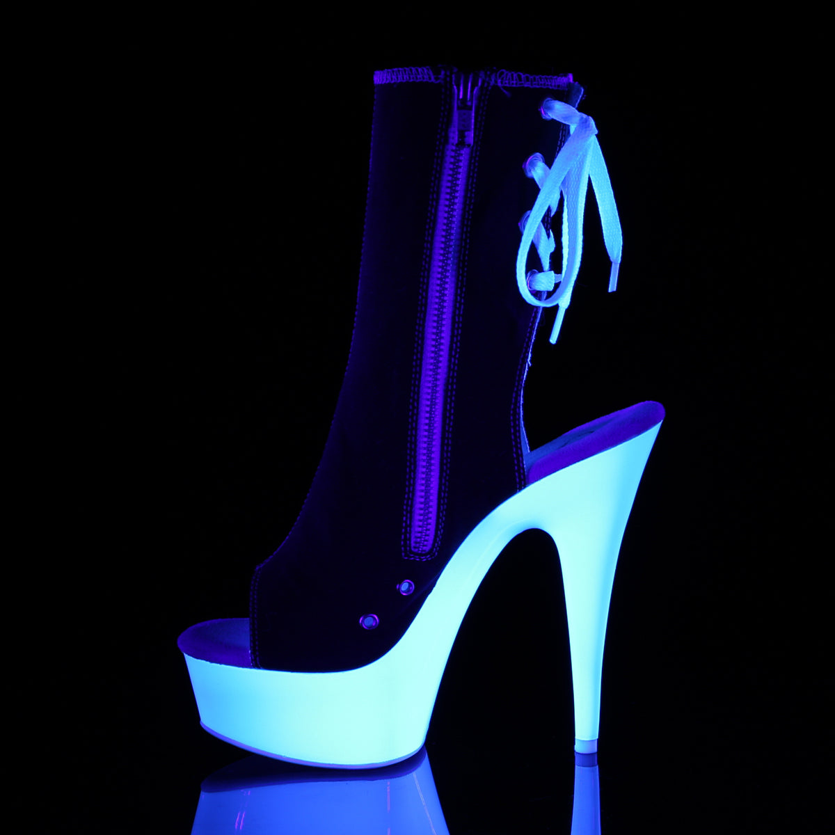 Pleaser Bottines pour femmes DELIGHT-1018sk blk toile / néon blanc