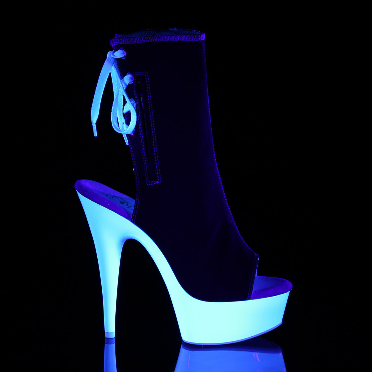 Pleaser Bottines pour femmes DELIGHT-1018sk blk toile / néon blanc