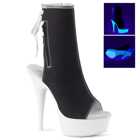 Pleaser Bottines pour femmes DELIGHT-1018sk blk toile / néon blanc