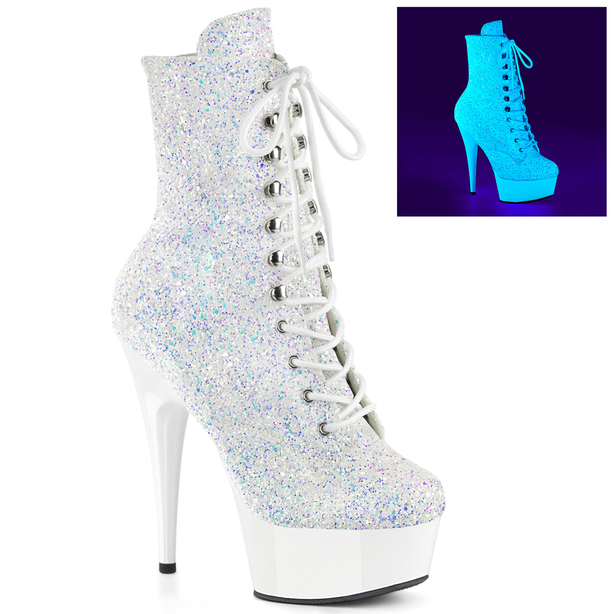 Pleaser   DELIGHT-1020lg néon wht multi-paillettes / néon wht