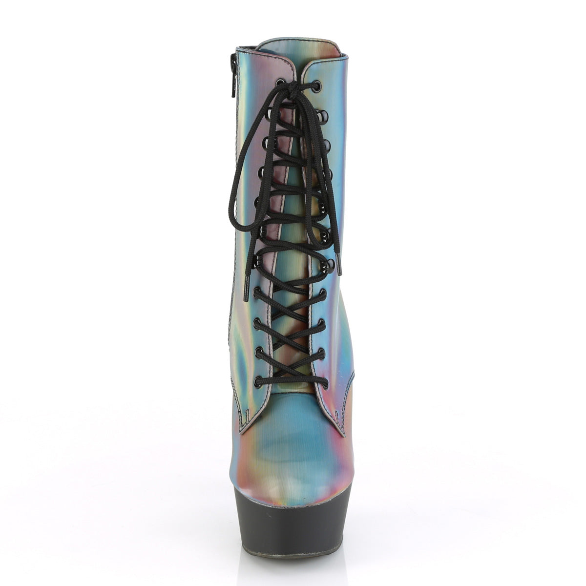 Pleaser Womens Ankle Boots DELIGHT-1020REFL Rainbow Reflective/Blk Matte