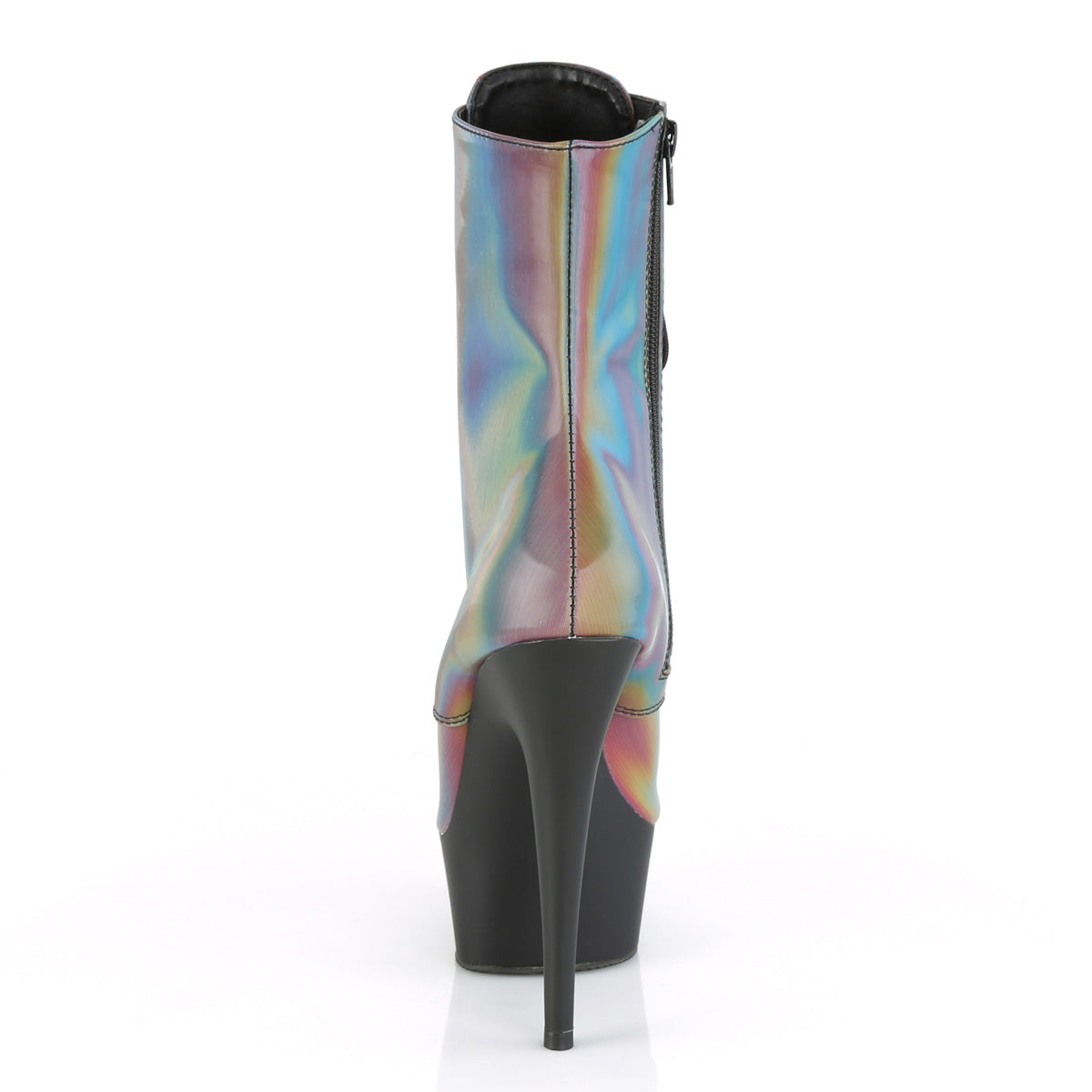 Pleaser Womens Ankle Boots DELIGHT-1020REFL Rainbow Reflective/Blk Matte