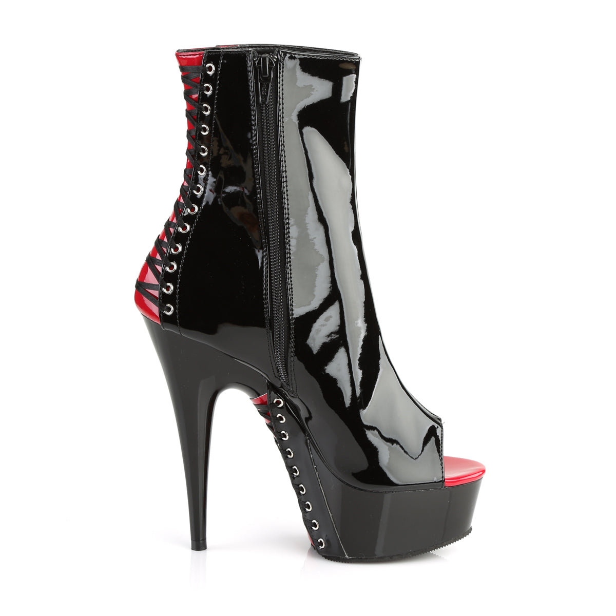 Pleaser Bottines pour femmes DELIGHT-1025 BLK-ROUGE PAT / BLK