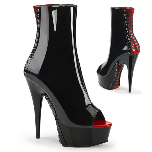 Pleaser Bottines pour femmes DELIGHT-1025 BLK-ROUGE PAT / BLK