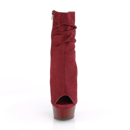 Pleaser Womens Ankle Boots DELIGHT-1031 Burgundy Faux Suede/Burgundy Matte