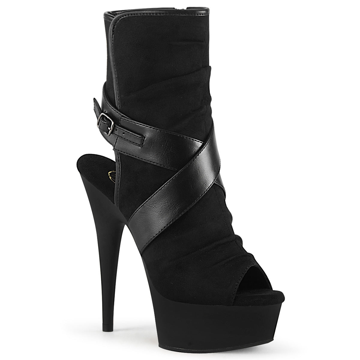 Pleaser Bottines pour femmes DELIGHT-1034 BLK FAUX SUDE-FAUX CUIR / BLK MATTE