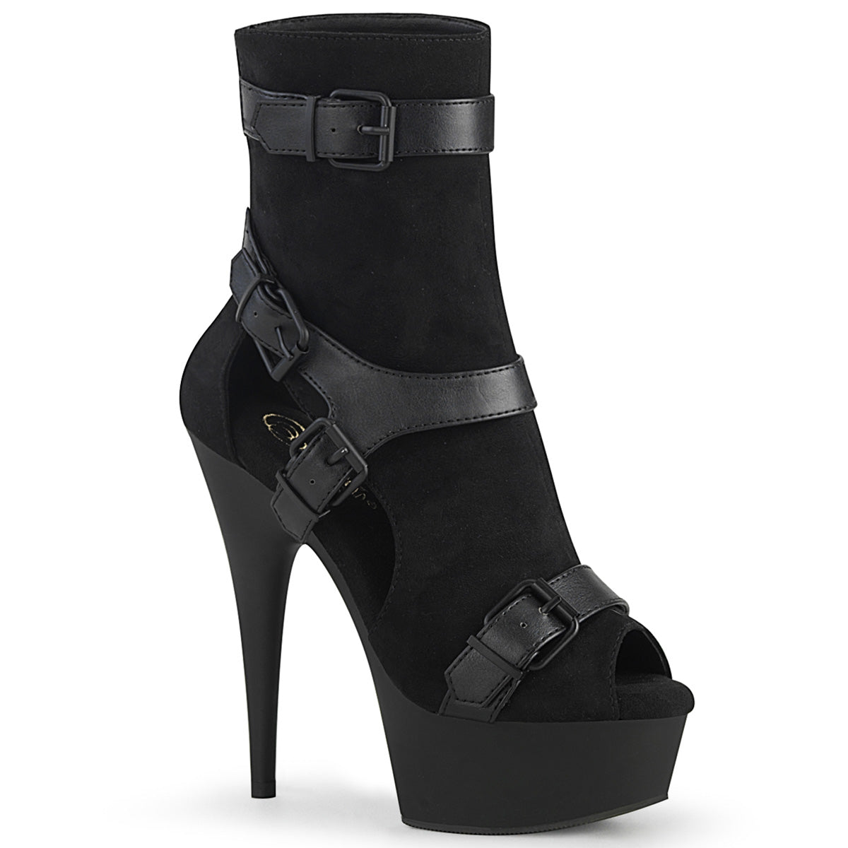 Pleaser Bottines pour femmes DELIGHT-1037 BLK FAUX SUDE-FAUX CUIR / BLK MATTE