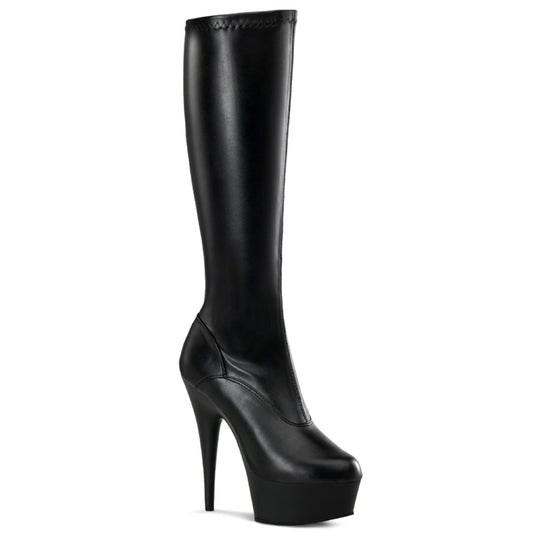 Pleaser Bottes pour femmes DELIGHT-2000 Blk str STR FAUX CUIR / BLK MATTE
