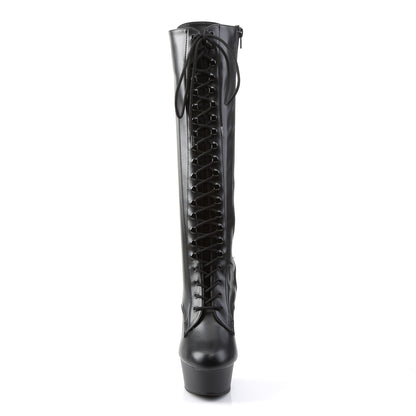 Pleaser Bottes pour femmes DELIGHT-2023 BLK STOR FAUX CUIR / BLK MATTE