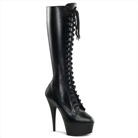 Pleaser Bottes pour femmes DELIGHT-2023 BLK STOR FAUX CUIR / BLK MATTE