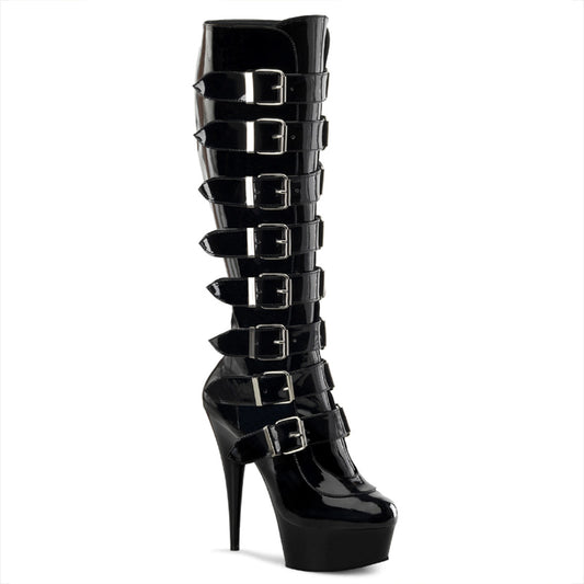 Pleaser Bottes pour femmes DELIGHT-2049 BLK PAT / BLK
