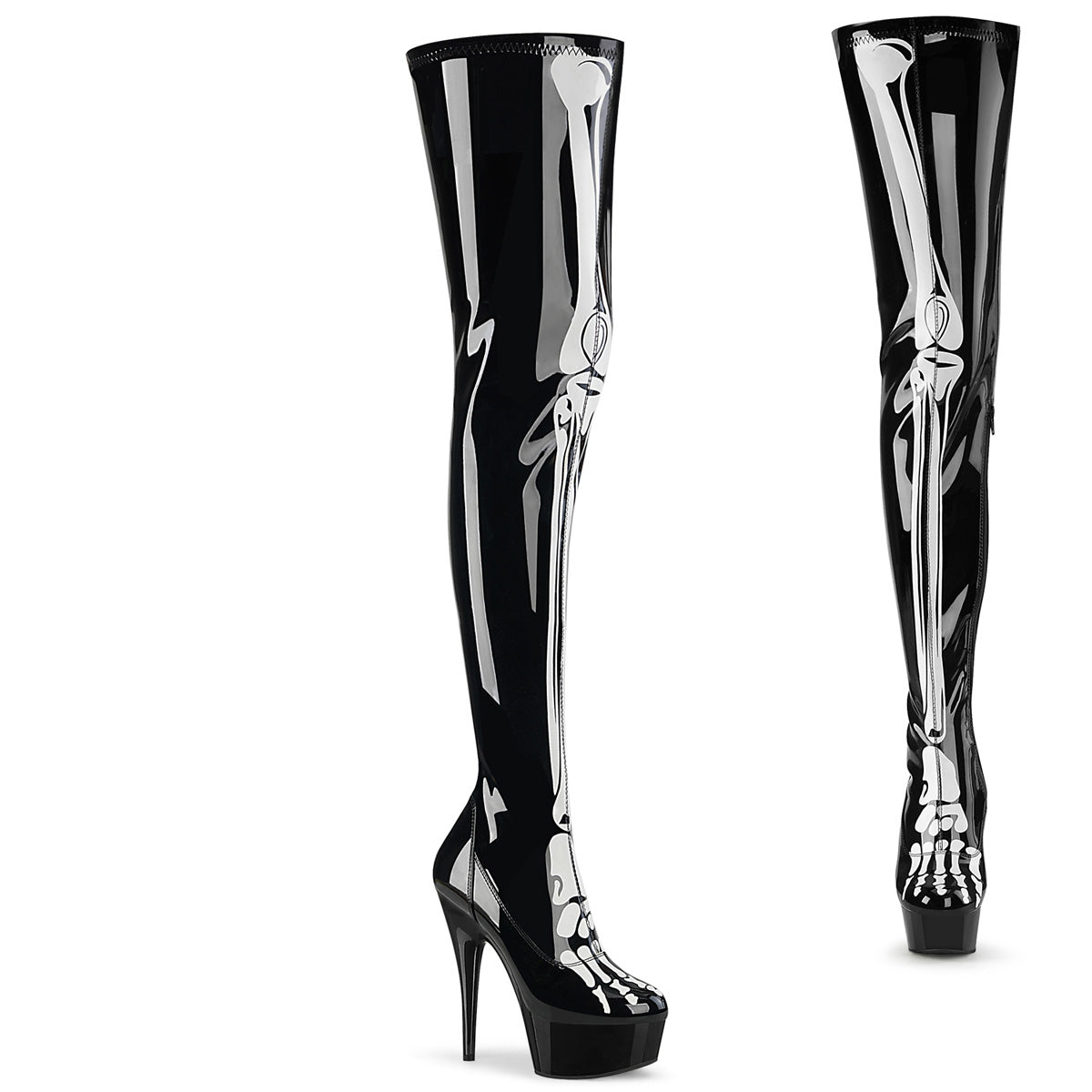 Pleaser Bottes pour femmes DELIGHT-3000bone blk str. Pat / blk