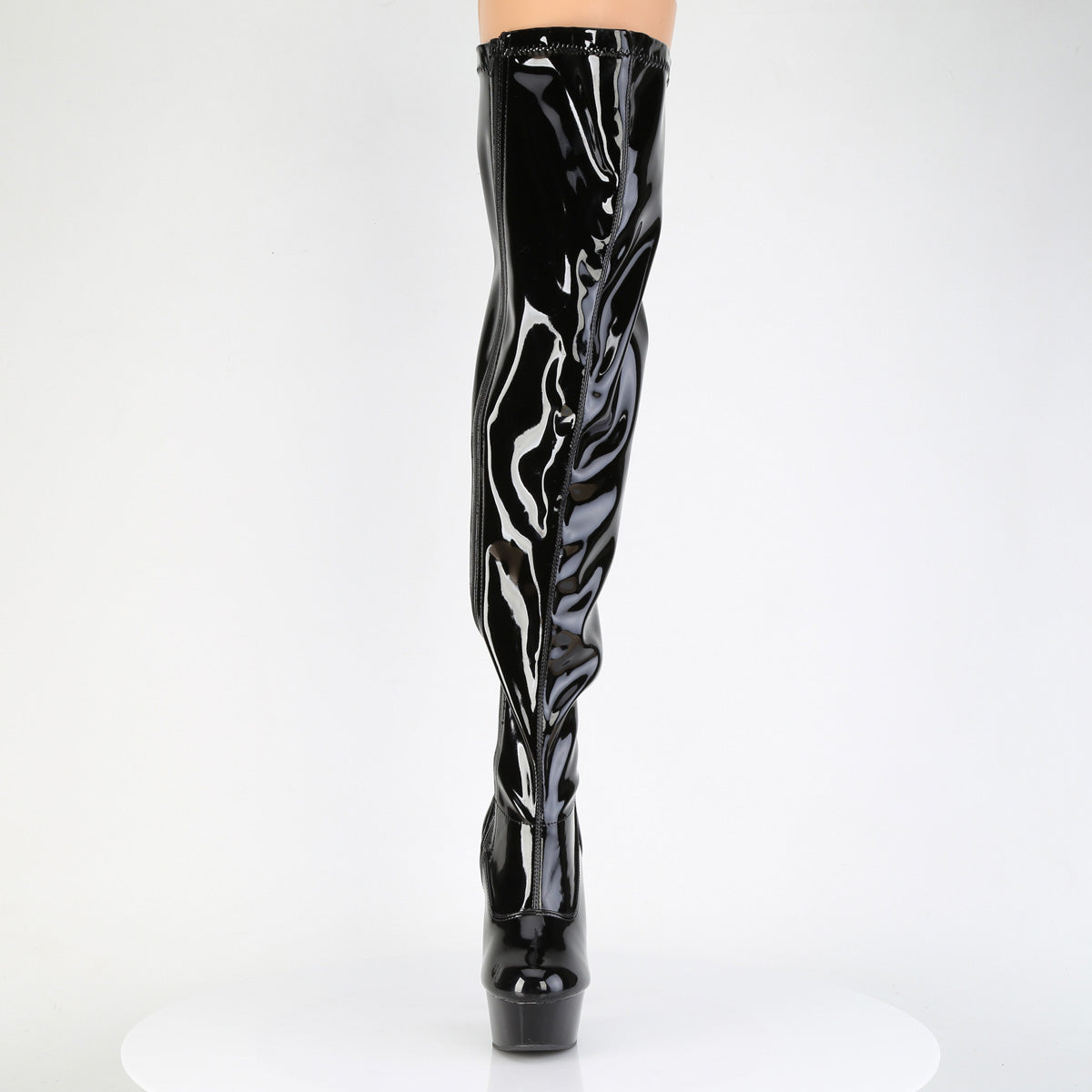 Pleaser Women's Platform Shoes DELIGHT-3000WCF Blk Str. Pat/Blk