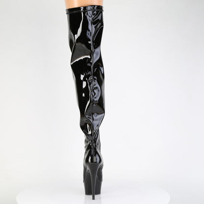 Pleaser Women's Platform Shoes DELIGHT-3000WCF Blk Str. Pat/Blk