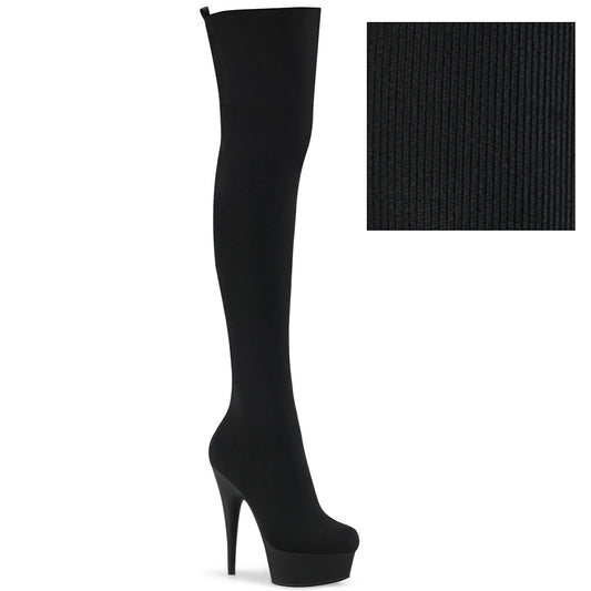 Pleaser Bottes pour femmes DELIGHT-3002-1 blk tricot tricot / blk mat