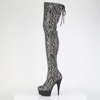 Pleaser Women's Platform Shoes DELIGHT-3008SP-BT Grey-Blk Snake Print/Blk Matte