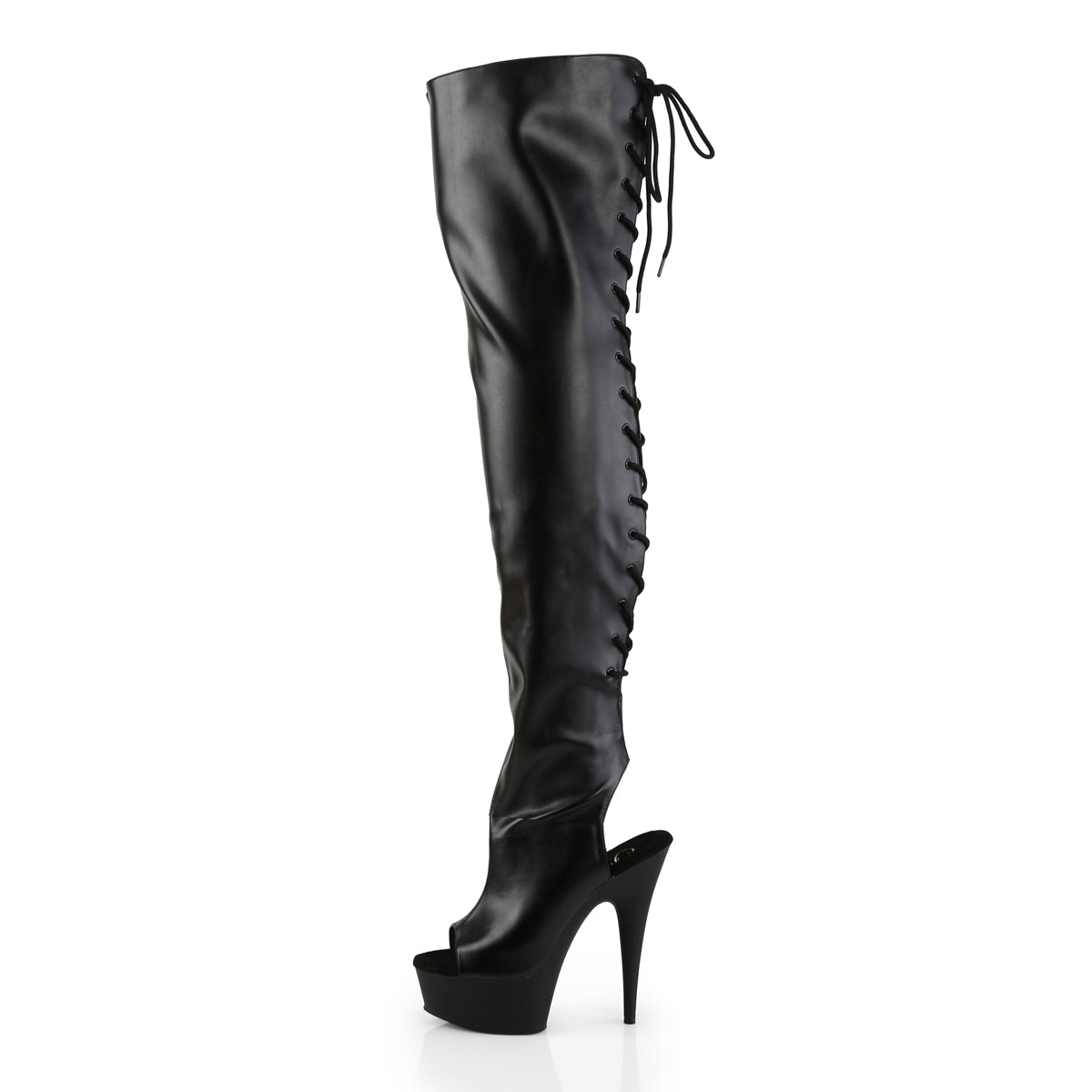 Pleaser Bottes pour femmes DELIGHT-3017 BLK STOR FAUX CUIR / BLK