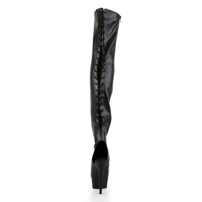 Pleaser Bottes pour femmes DELIGHT-3017 BLK STOR FAUX CUIR / BLK