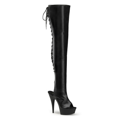 Pleaser Bottes pour femmes DELIGHT-3017 BLK STOR FAUX CUIR / BLK