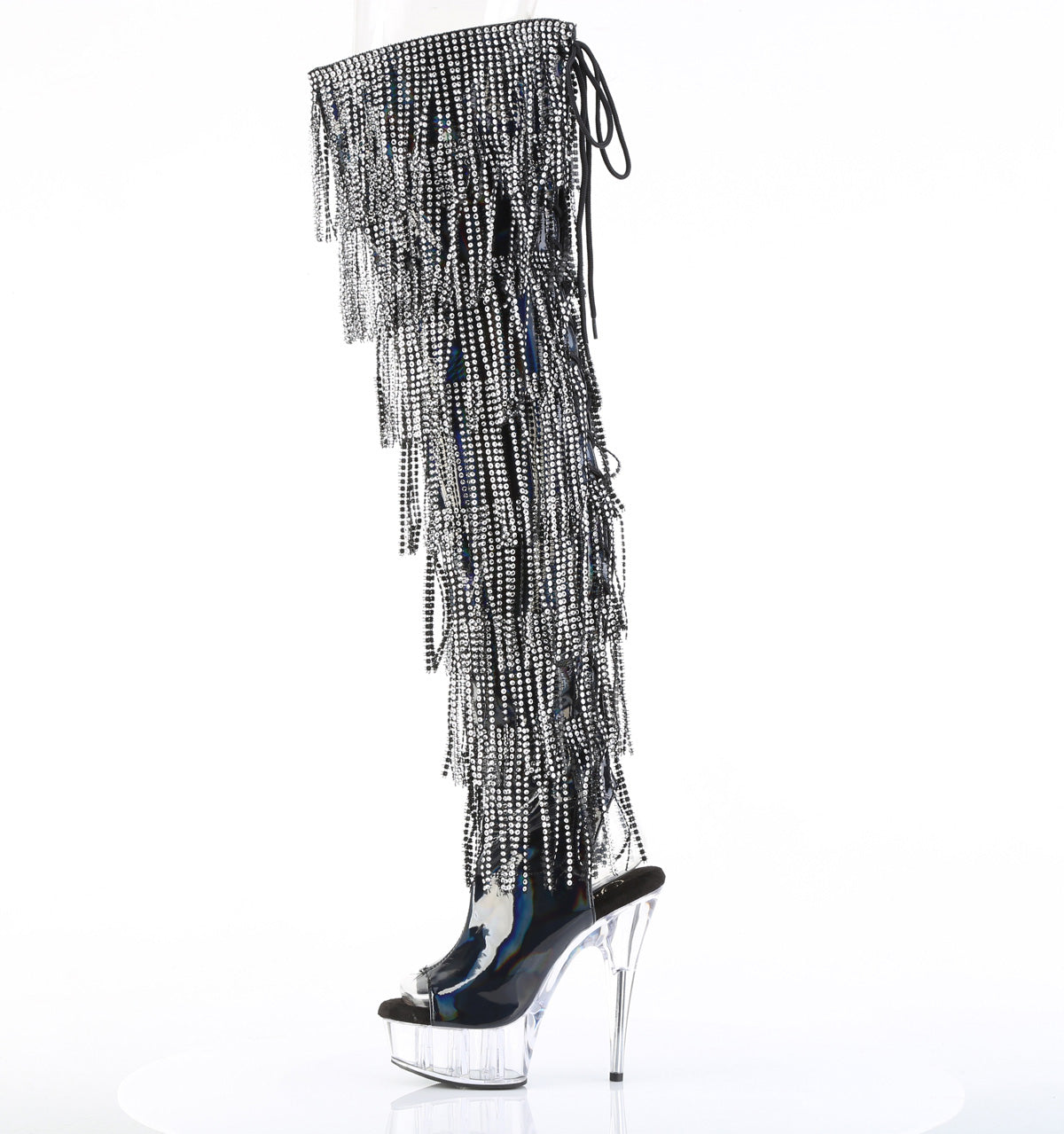 Pleaser Women's Platform Shoes DELIGHT-3017HG-RSF Blk Holo Pat/Clr