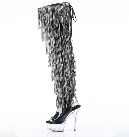 Pleaser Women's Platform Shoes DELIGHT-3017HG-RSF Blk Holo Pat/Clr