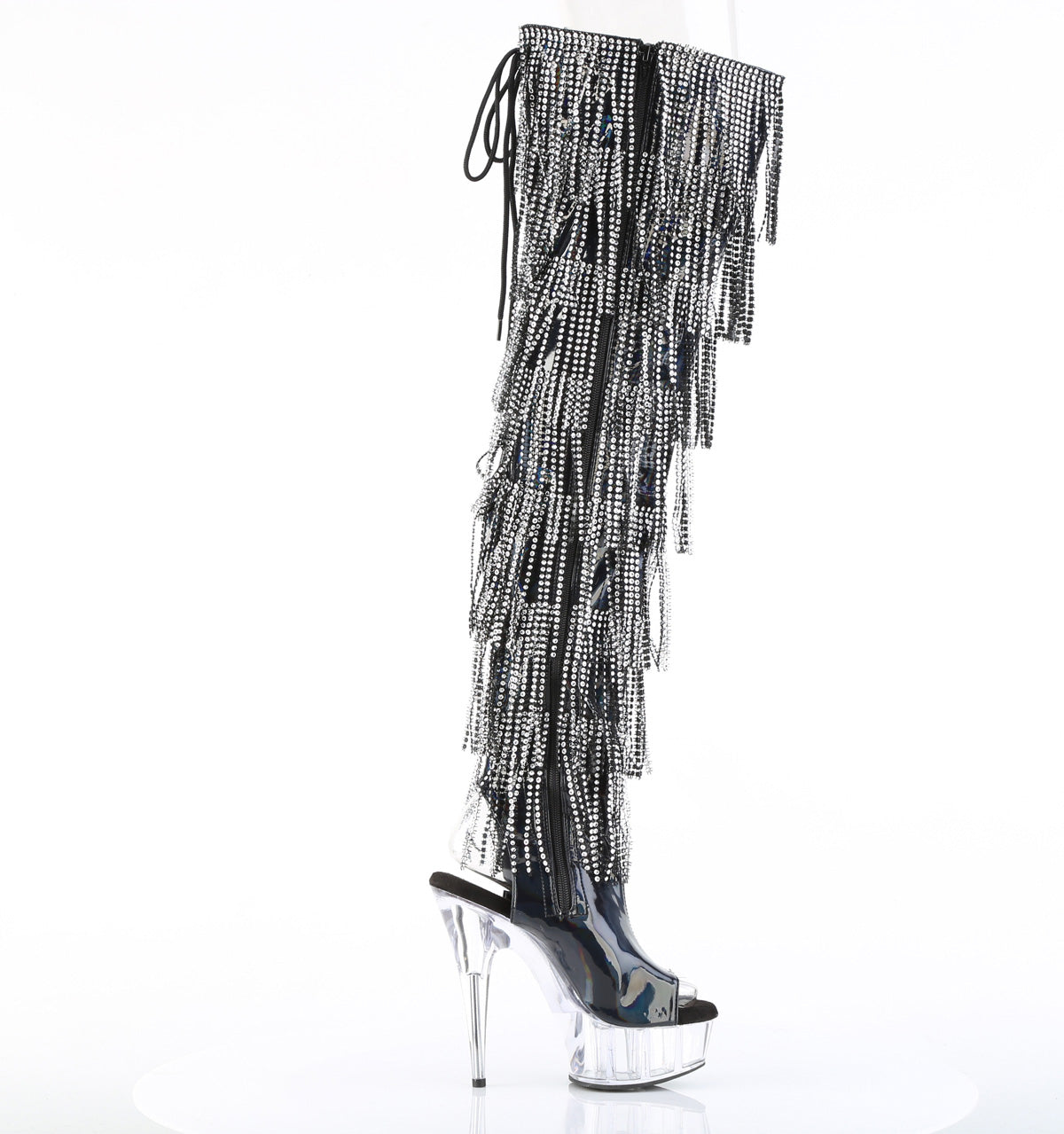 Pleaser Women's Platform Shoes DELIGHT-3017HG-RSF Blk Holo Pat/Clr
