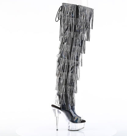 Pleaser Women's Platform Shoes DELIGHT-3017HG-RSF Blk Holo Pat/Clr