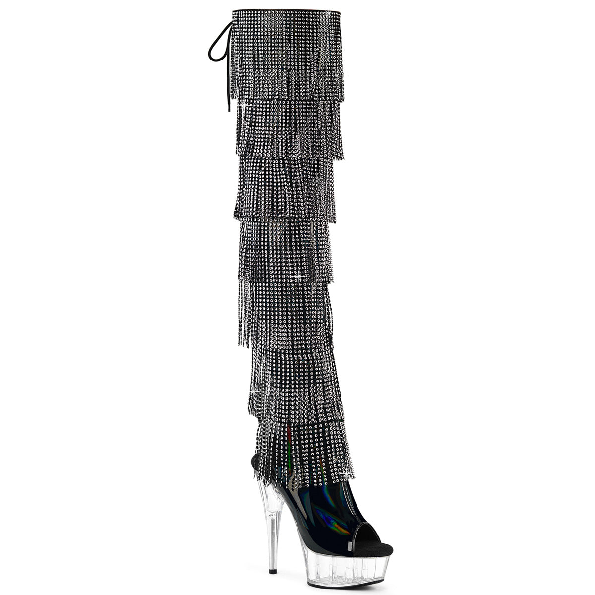 Pleaser Women's Platform Shoes DELIGHT-3017HG-RSF Blk Holo Pat/Clr