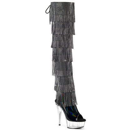 Pleaser Women's Platform Shoes DELIGHT-3017HG-RSF Blk Holo Pat/Clr