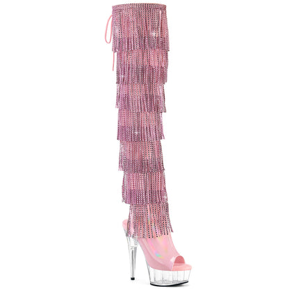 Pleaser Women's Platform Shoes DELIGHT-3017HG-RSF B. Pink Holo Pat/Clr