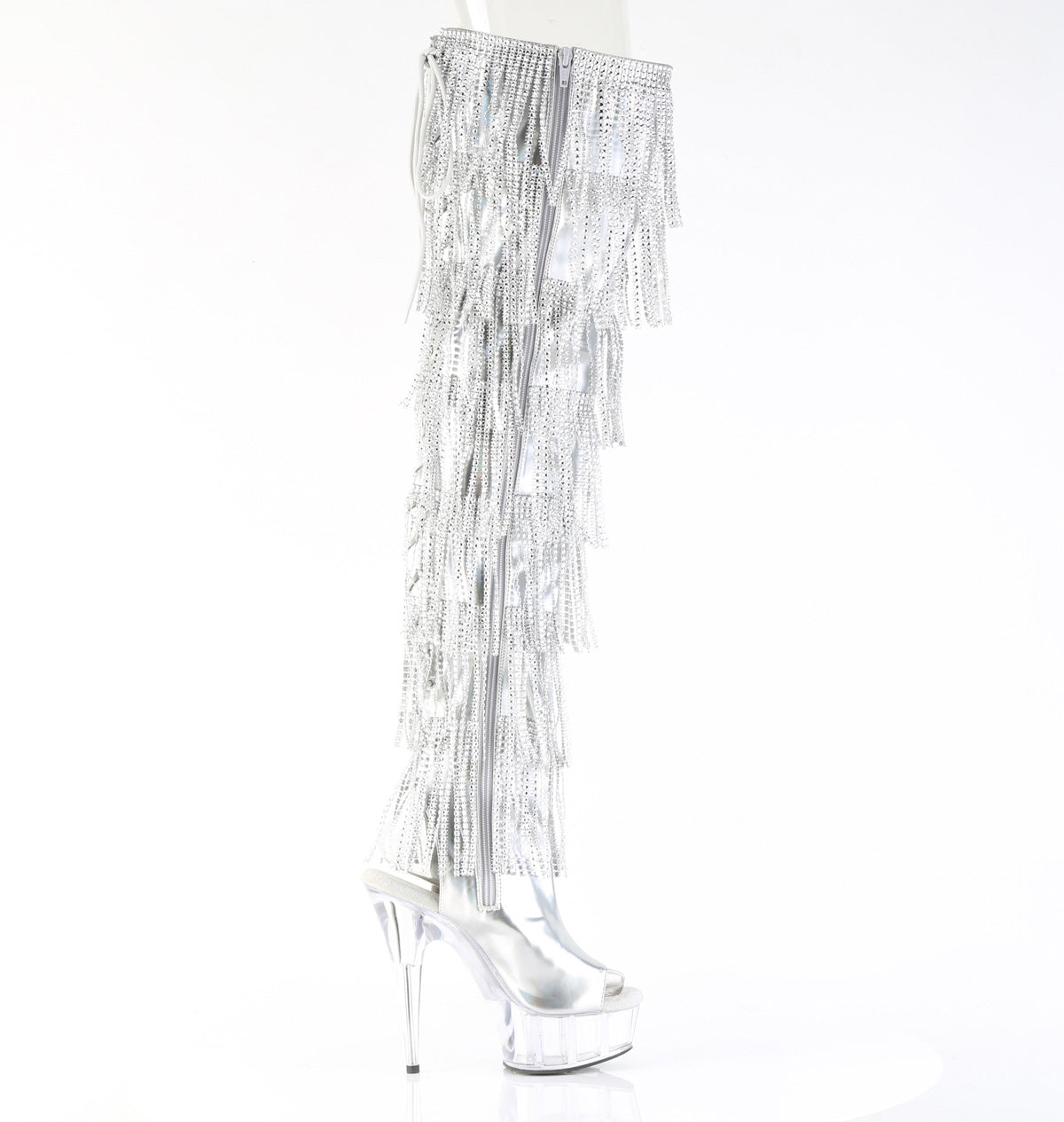 Pleaser Women's Platform Shoes DELIGHT-3017HG-RSF Slv Holo Metallic Pu/Clr