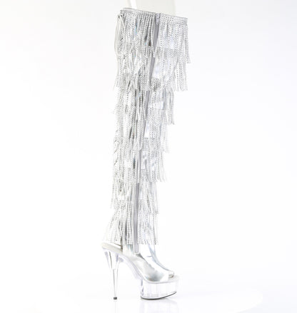 Pleaser Women's Platform Shoes DELIGHT-3017HG-RSF Slv Holo Metallic Pu/Clr