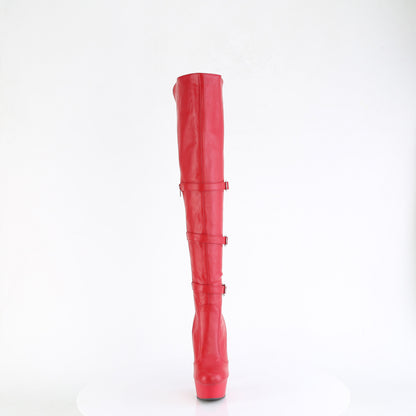Pleaser Women's Platform Shoes DELIGHT-3018 Red Str. Faux Leather/Red Matte