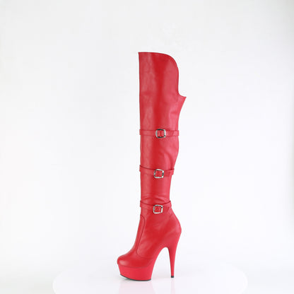 Pleaser Women's Platform Shoes DELIGHT-3018 Red Str. Faux Leather/Red Matte