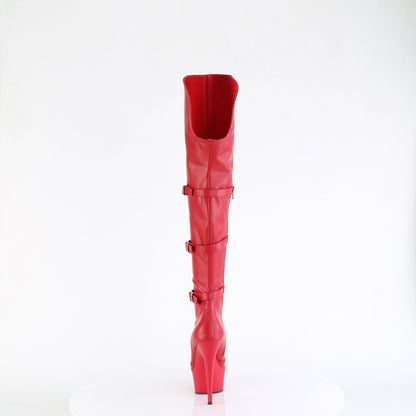 Pleaser Women's Platform Shoes DELIGHT-3018 Red Str. Faux Leather/Red Matte